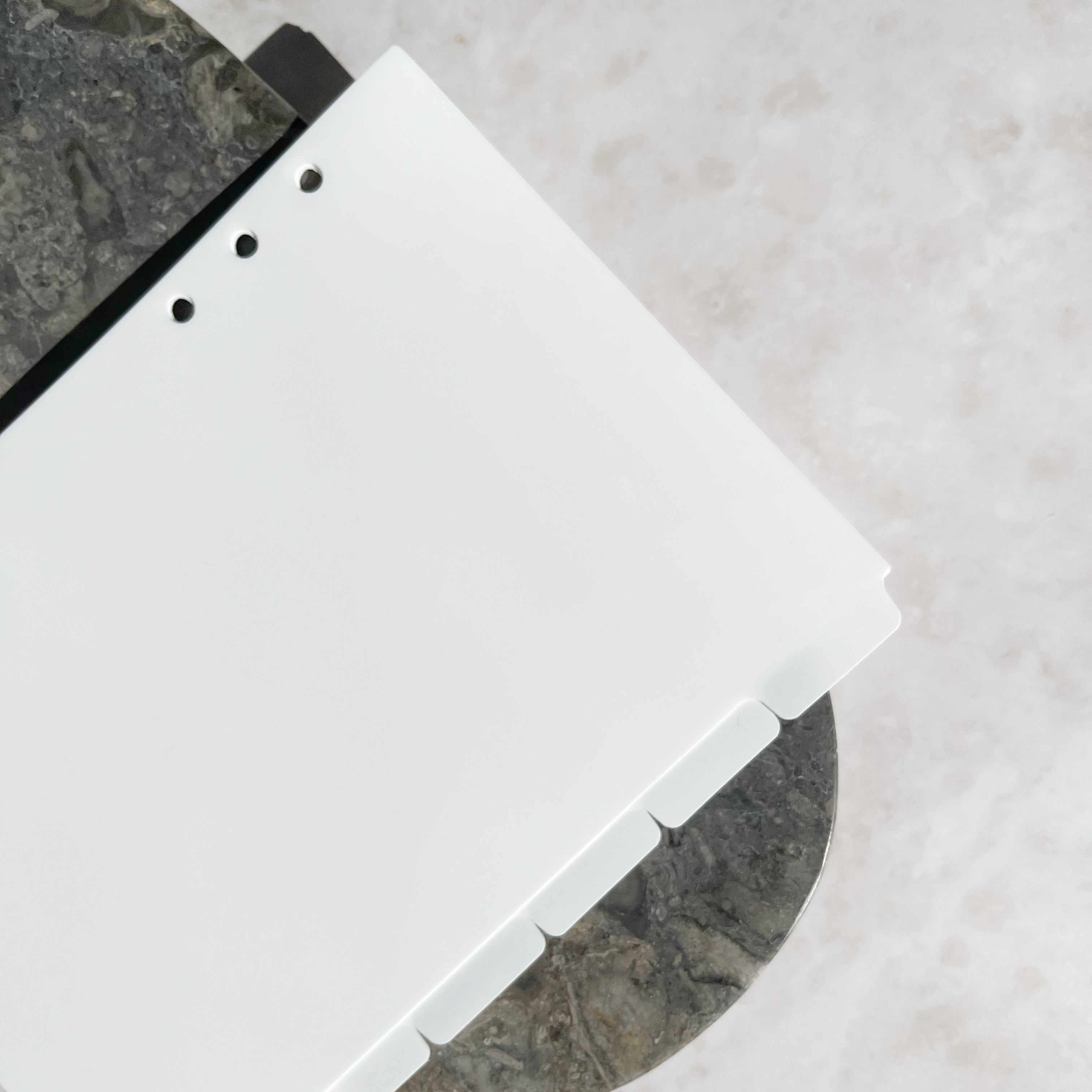 White dividers with side tabs