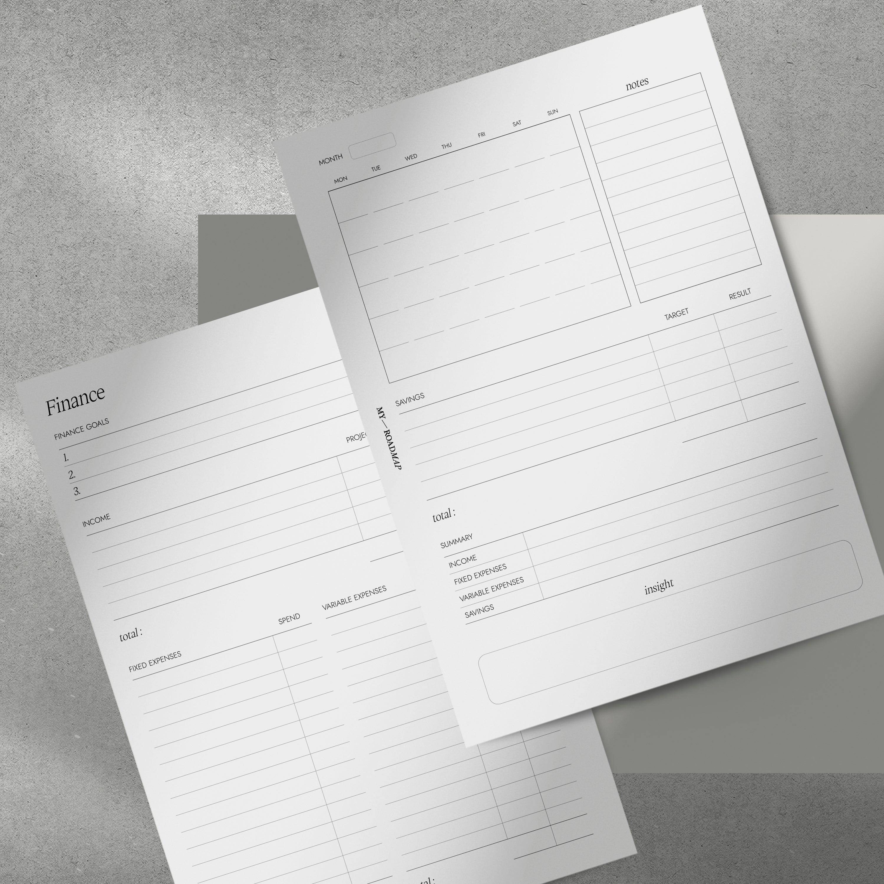 Budget planner inserts