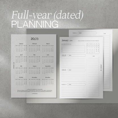 Full-Yearly Insert 2025 dated (108 pages for 52 weeks) + Dashboard Calendar