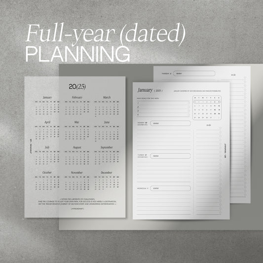 Datierte Einlagen 2025 (108 Seiten für 52 Wochen) + Dashboard Kalender