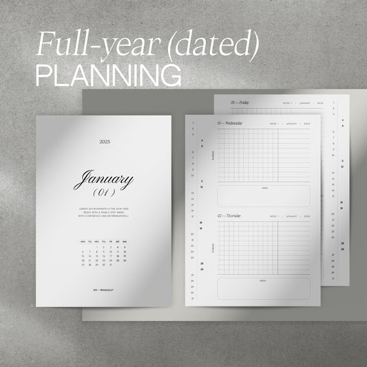 Kalendereinlagen 2024/2025 datiert - 2 Tage pro Seite mit Monatsübersicht