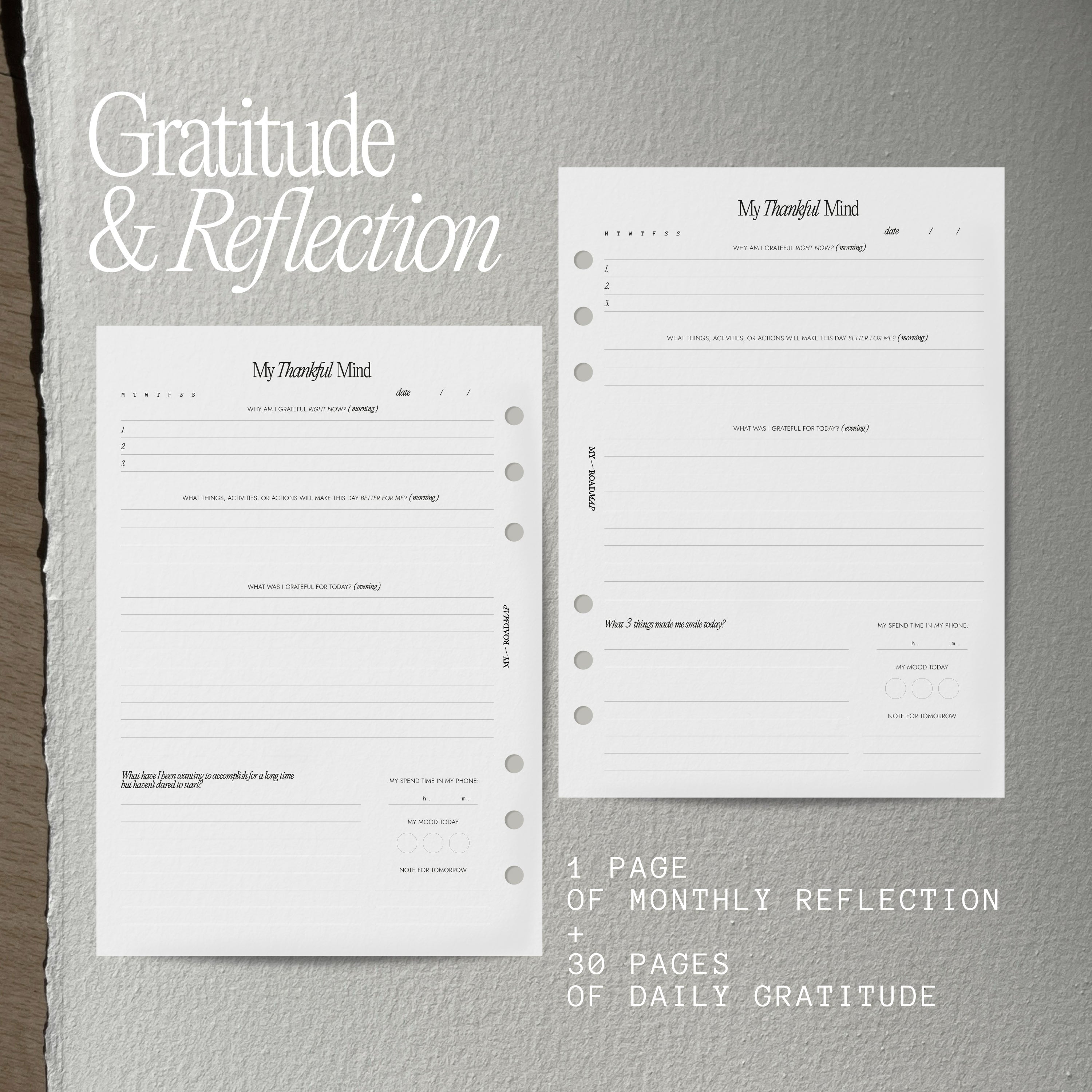 Gratitude & Reflection Journal Inserts