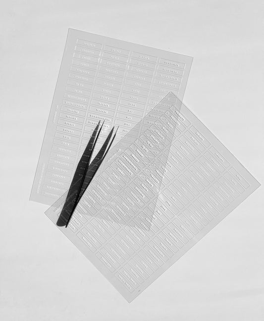 Transparente Tab Stickers für Trennblätter/Lesezeichen (weiß Print)