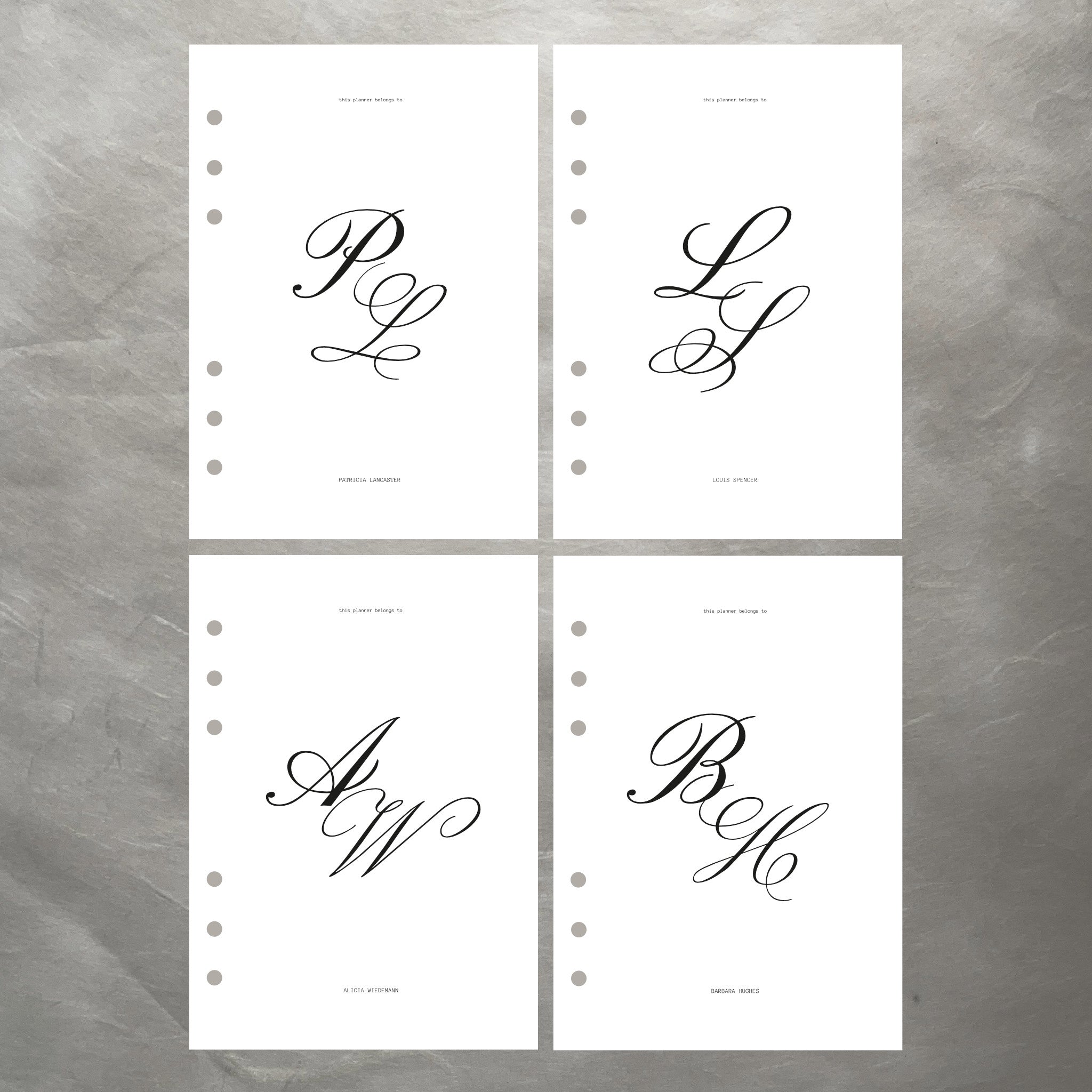 Personalisierter Monogram-Dashboard Weißes Papier