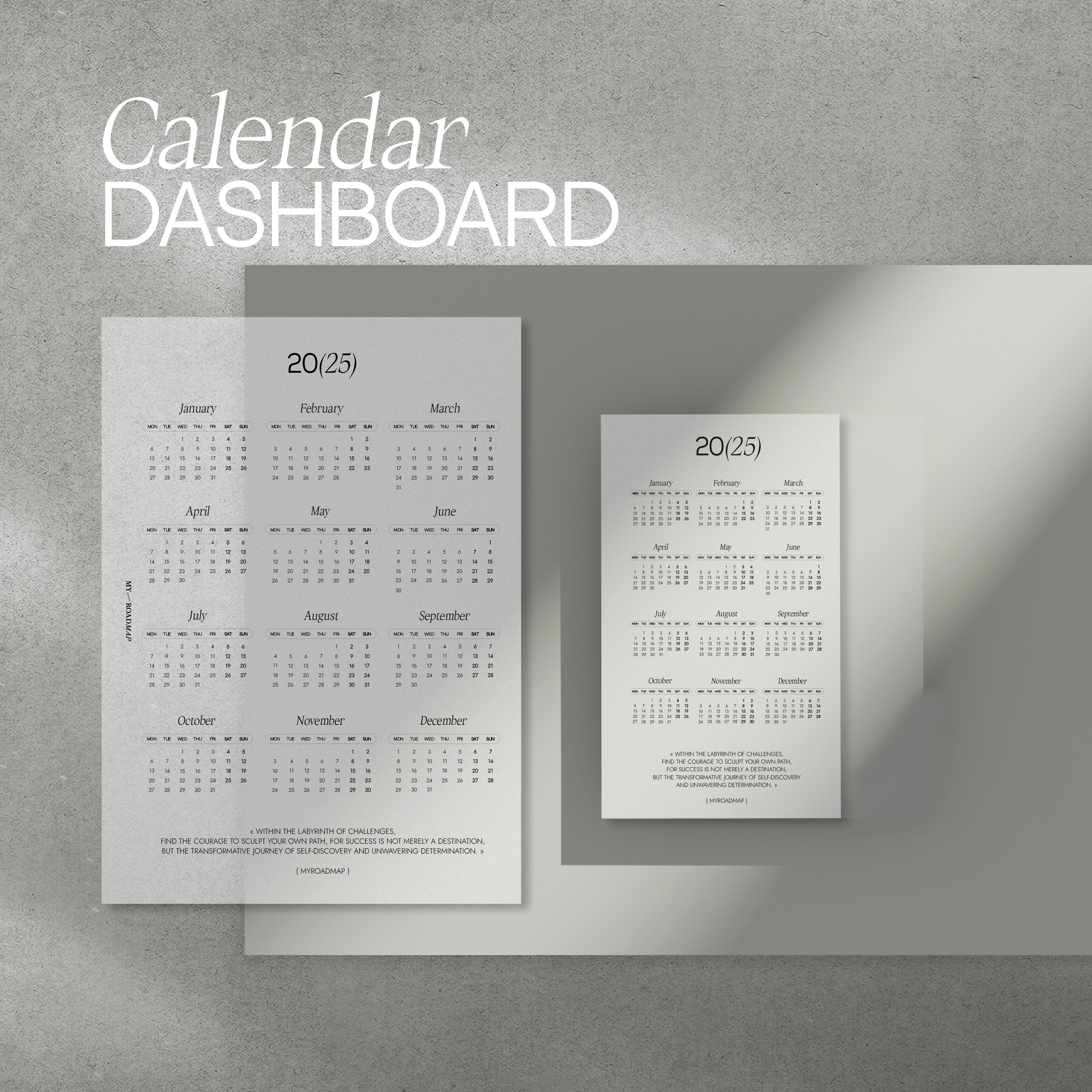 Calendar Dashboard 2025 vellum paper 160g 