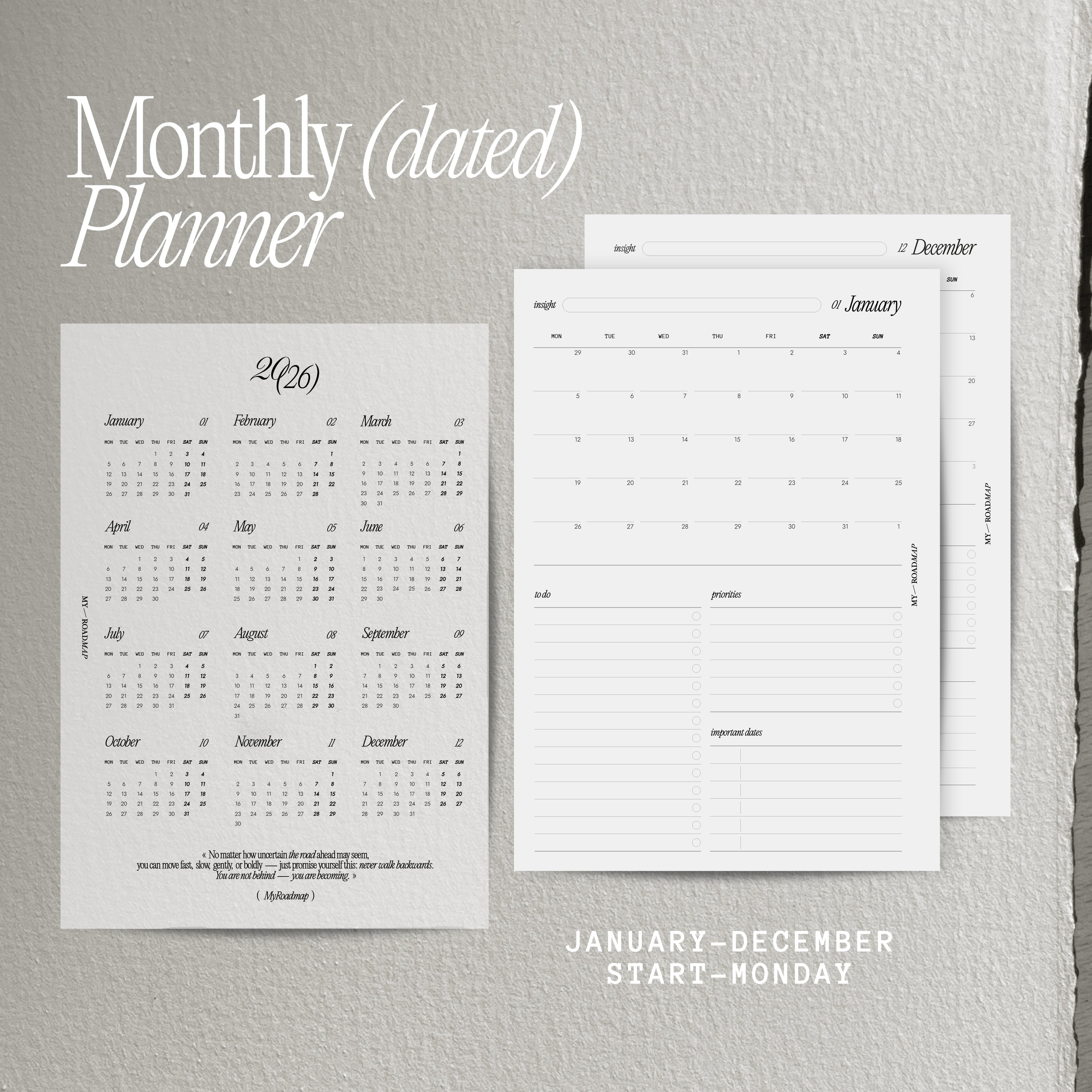 Calendar inserts dated 2026 + calendar dashboard (edition 2)